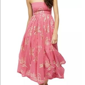 New Free People $168 Pink Midi Dress | XL